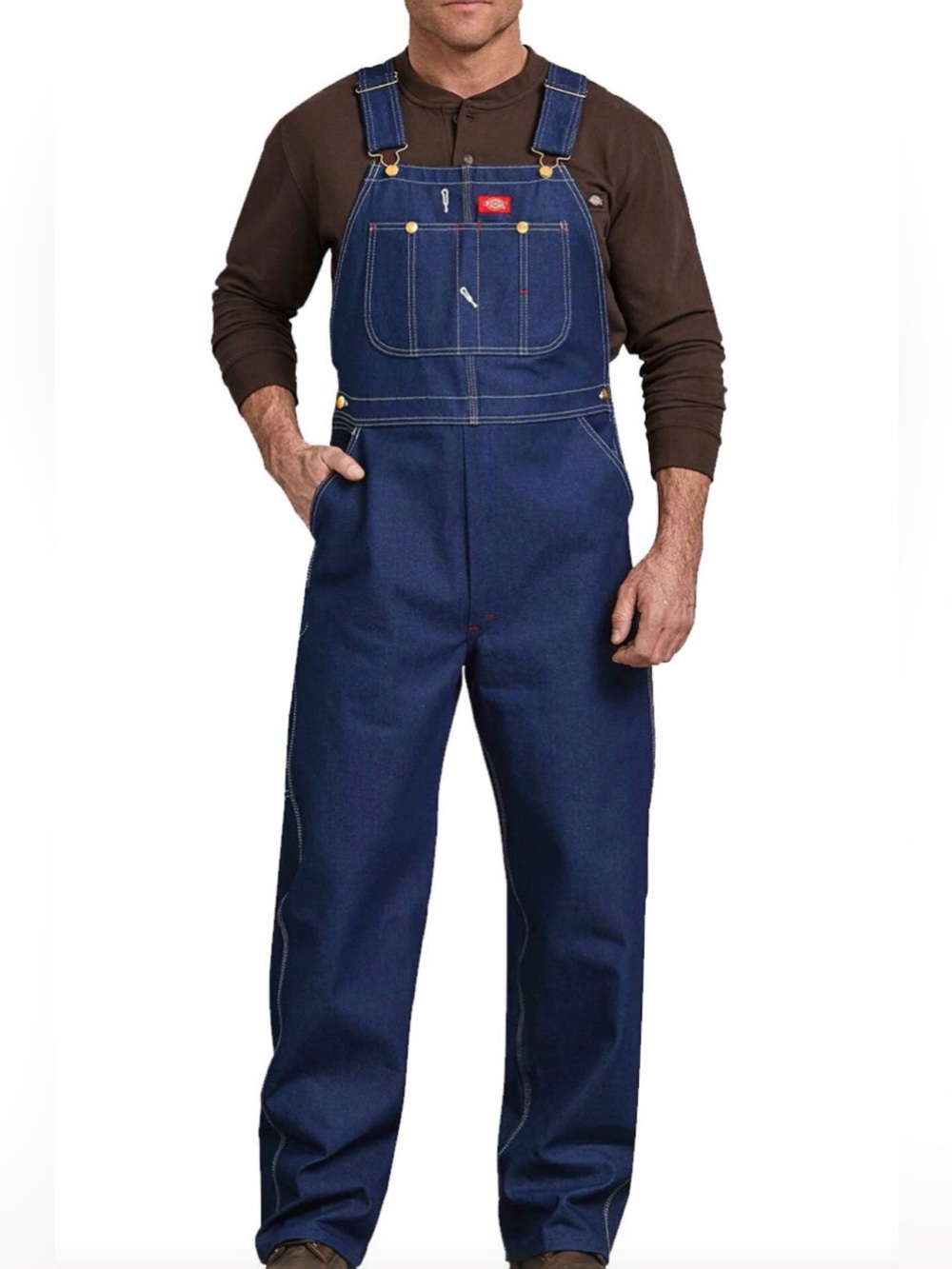 Dickies Blue Indigo Workwear Utility Denim Overalls with Front Bib Pocket 38x32